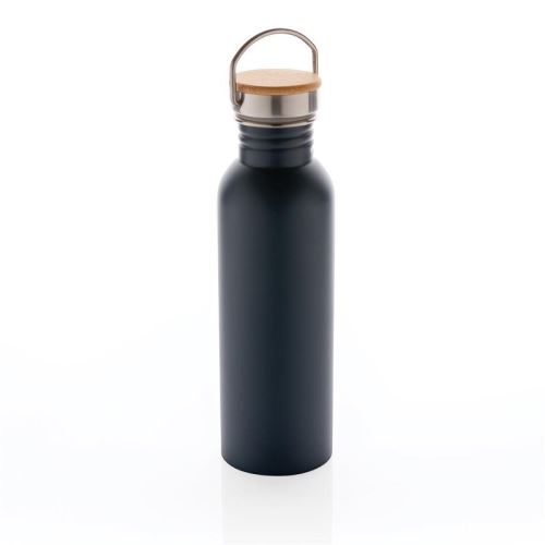 Nerezová fľaša s bambusovým viečkom, 710 ml, XD Design, modrá