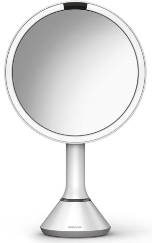 Kozmetické zrkadlo Simplehuman Sensor Touch, DUAL LED osvetlenie, 5x, dobíjacia, biela oceľ