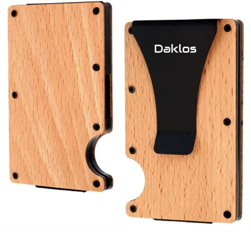 Peňaženka Daklos Wood RFID s klipom buk