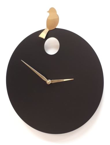 Dizajnové nástenné hodiny Diamantina & Domeniconi 394 black gold Bird 40cm