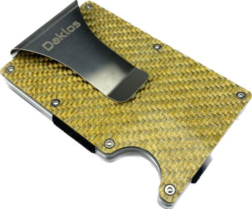 Peňaženka Daklos Carbet RFID carbon s klipom zlatá