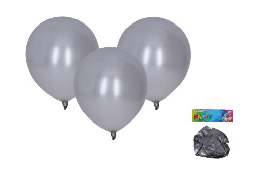 Balónik nafukovací 30cm - sada 10ks, metalický strieborný