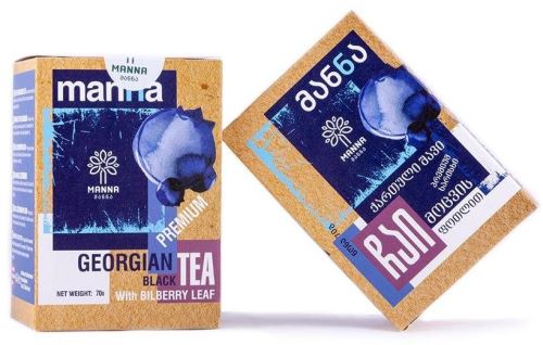 Čaj Manna gruzínsky Čierny čaj Premium s čučoriedkou sypaný 70g