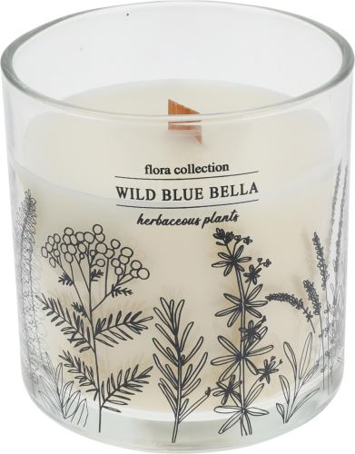 Sviečka H&L Vonná sviečka Wild Blue Bella v skle, priemer 10 cm, biela