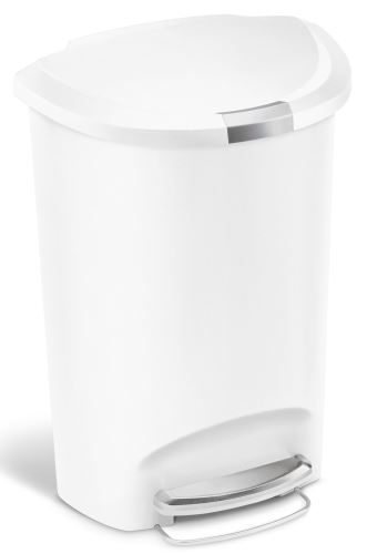 Pedálový odpadkový kôš Simplehuman – 50 l, polguľatý, plast, biely