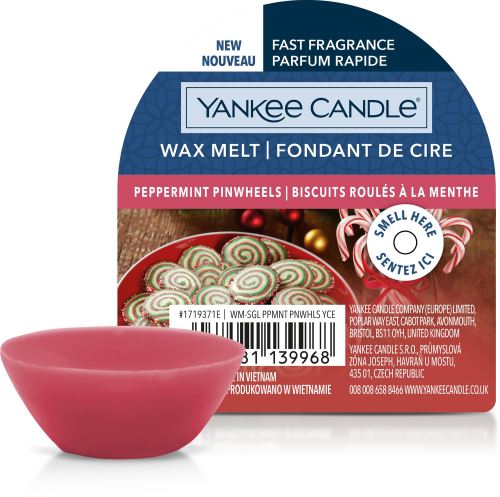 Vonný vosk YANKEE CANDLE Peppermint Pinwheels 22 g, korenistá vôňa, hmotnosť 22 g