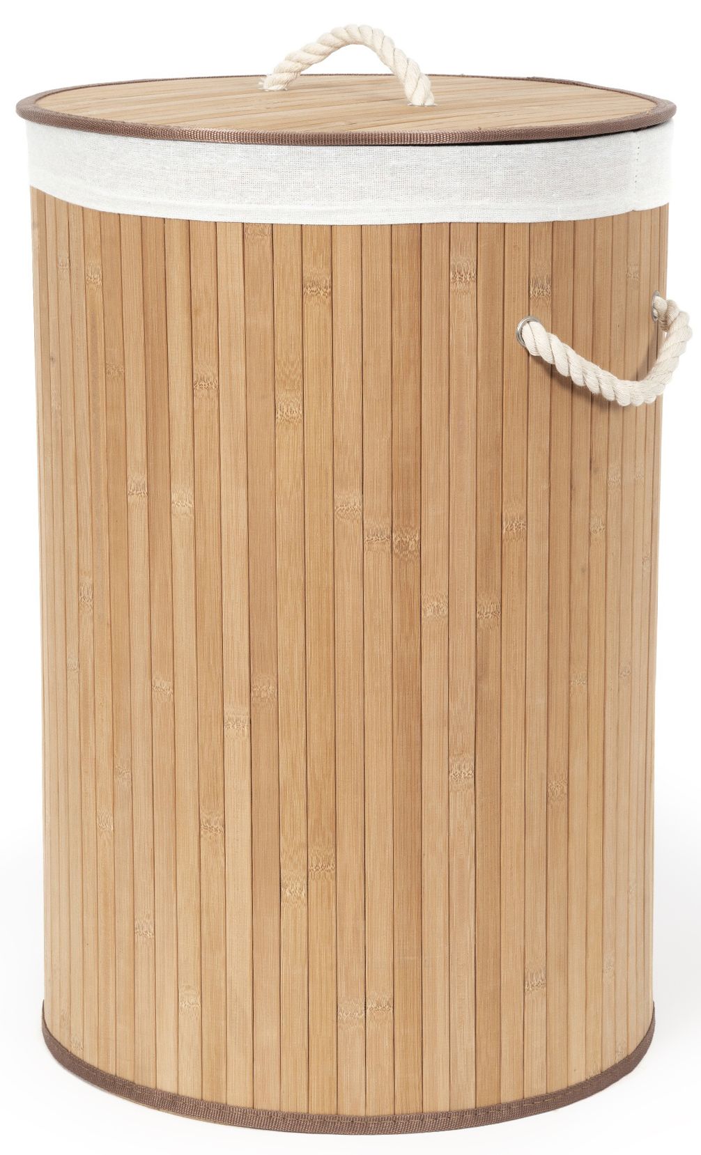 Bambusový kôš na bielizeň s vekom Compactor Bamboo - okrúhly, prírodný, 40 x v.60 cm