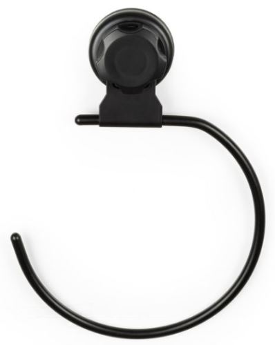 Malý vešiak na uteráky Compactor Bestlock Black s prísavkou - bez vŕtania, nosnosť až 6 kg