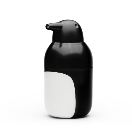 QUALY DESIGN Dávkovač mydla Penquin, 300ml, recyklovaný PET, biely / čierny