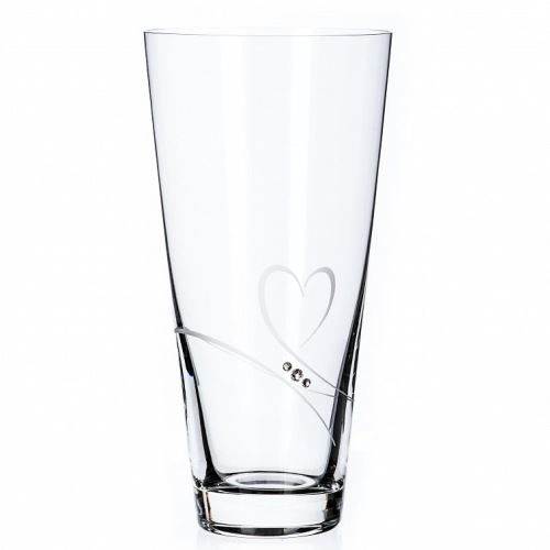 Váza Diamante křišťálová váza Romance s kamínky Swarovski 25 cm oblá