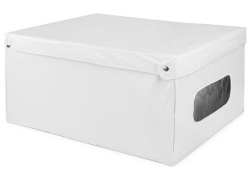 Skladacia úložná krabica s vekom Compactor SMART 4, biela PVC - 50 x 40 x 25 cm
