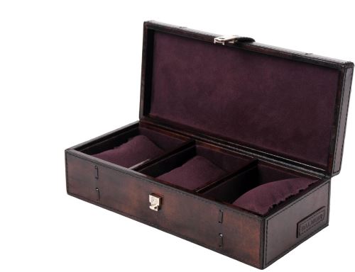 Šperkovnica Balmuir Edward kožená krabica na troje hodinky, dark brown