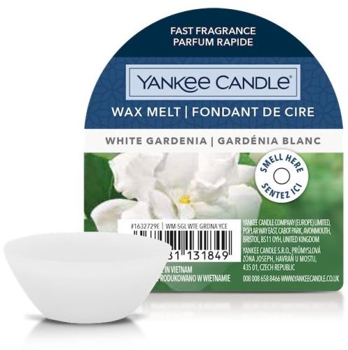 Vonný vosk YANKEE CANDLE White Gardenia 22 g, kvetinová vôňa, materiál sójový vosk, hmôt