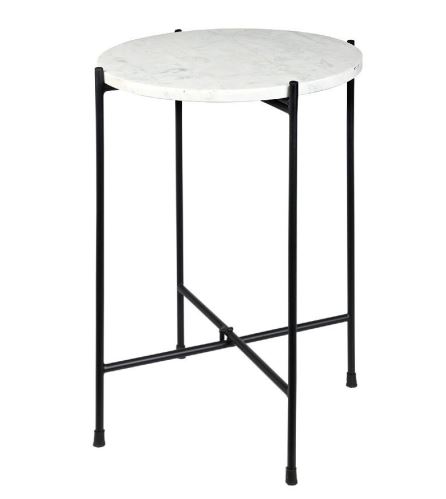 HOMESTYLING Odkládací stolek mramorový bílý 35x46 cm