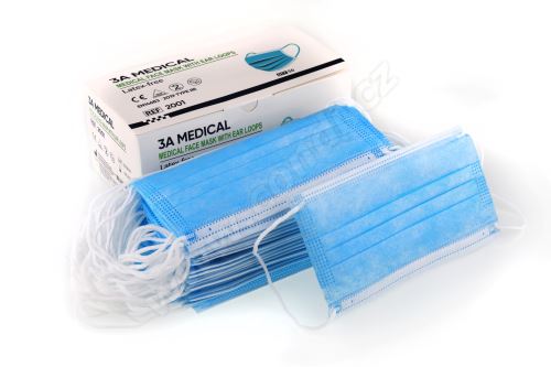 Medicínske ochranné rúška na tvár 3A MEDICAL Type IIR 50ks/bal