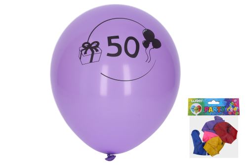 Balónik nafukovací 30 cm - sada 5ks, s číslom 50