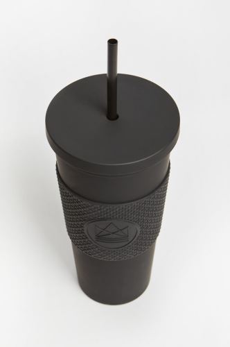 Pohár na pití s brčkem, 625 ml, Kactus, černý