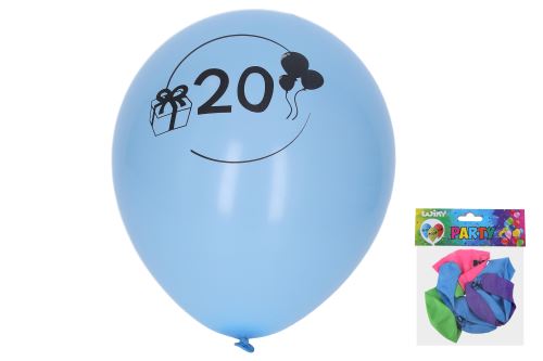 Balónik nafukovací 30 cm - sada 5ks, s číslom 20