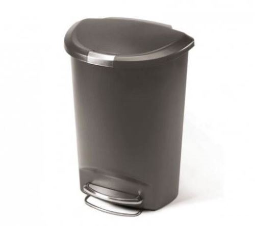 Pedálový odpadkový kôš Simplehuman - 50 l, polguľatý, plast, šedý