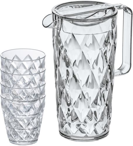 Pohár Koziol Sada pohárov 250 ml 4 ks s džbánom 1,6 l Crystal krištáľovo číra