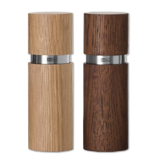 AdHoc Set mlynčekov na korenie a soľ Textúra, CeraCut, dubové drevo prírodné a hnedý 15 cm