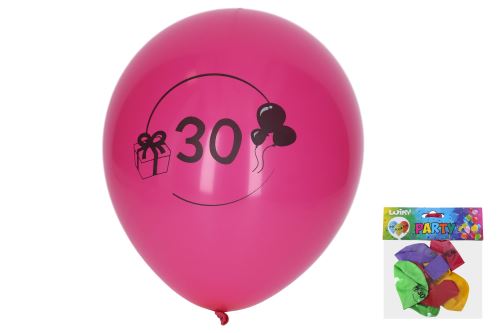 Balónik nafukovací 30 cm - sada 5ks, s číslom 30