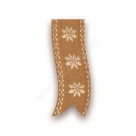 Vianočná tkaná textilná stuha 310 hviezda 2,5cm x 10m - 15 zlatá