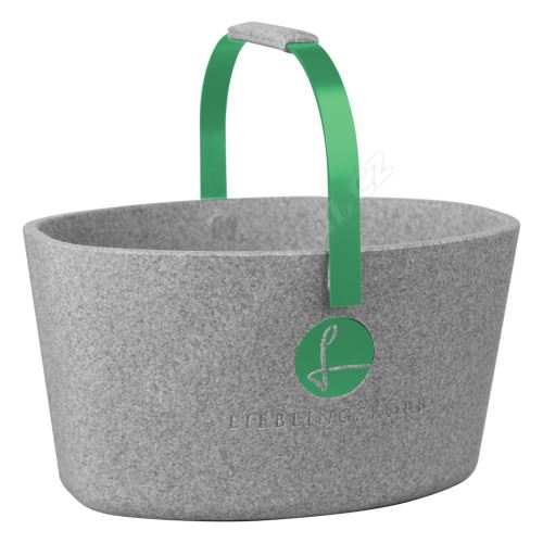 Milovaný košík šedý so zelenou - LIEBLINGSKORB Basic silver grey grün