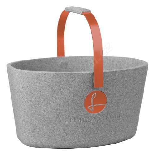 Milovaný košík šedý s lososovo oranžovou - LIEBLINGSKORB Basic silver grey lachsorange